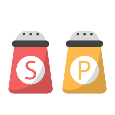 Salt and pepper vector isolated. Cooking spice in the bottle. Element for the restaurant.のイラスト素材