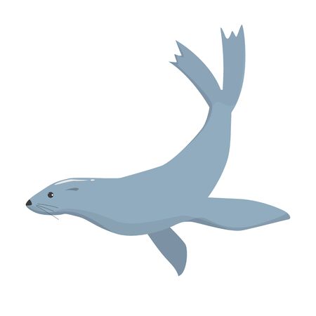 Seal vector isolated. Underwater animal, arctic creature. Cute ocean and sea character. Underwater and wildlife.のイラスト素材