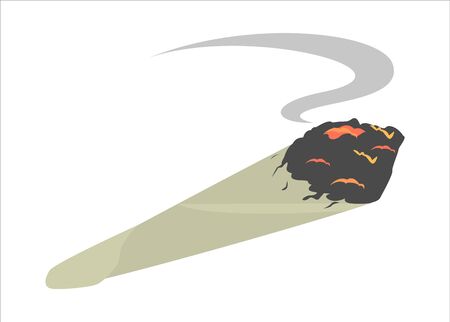 Joint vector isolated. Illegal cannabis narcotic. Marijuana smoking to get stoned. Rolled paper cigarette.のイラスト素材