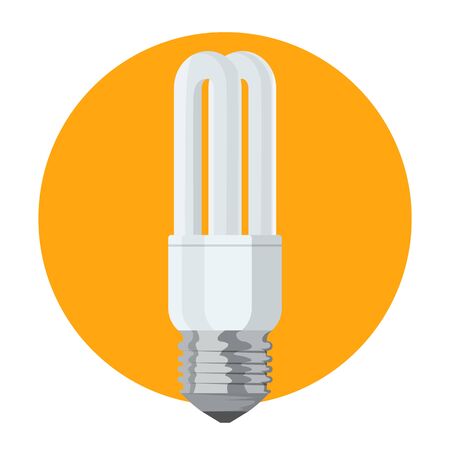 Energy saving fluorescent light bulb vector isolated. Alternative power, glass equipment. Innovation on electricity.のイラスト素材