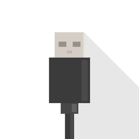 USB cable vector isolated. Equipment for connection with computer. Transfer data from the device. Electric connector.のイラスト素材