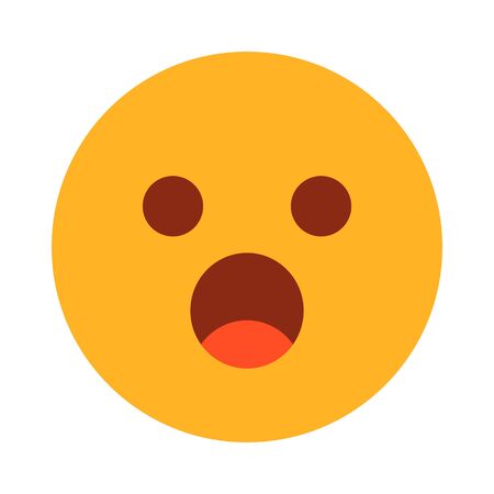 Yellow surprised emoji vector isolated. Face expression for the internet chat. Funny emotion, cartoon symbol.のイラスト素材