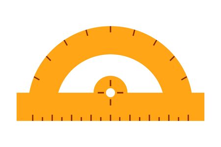 Protractor ruler vector isolated. Yellow tool, school stationery. Measurement equipment, mathematics tool.のイラスト素材