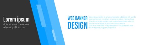 Abstract design of advertisement web banner vector isolated. Sample text and colorful element on background. Creative modern template of blue colorのイラスト素材