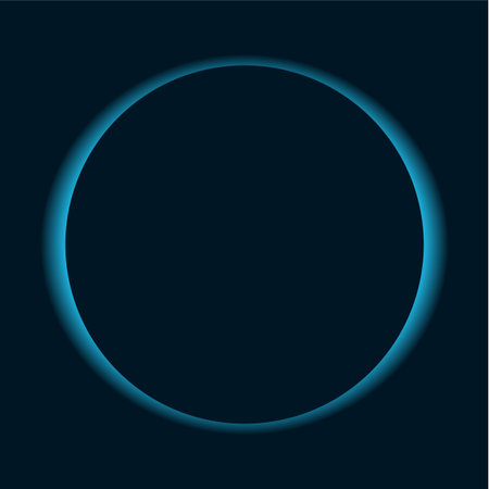 Blue neon banner. Circle shape of background for the advertising. Bright design for shiny banner.