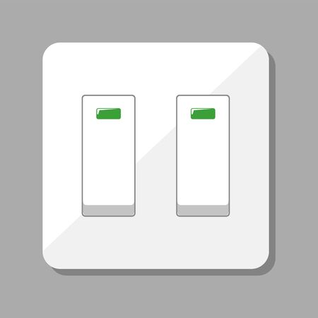 Light switch vector isolated. Plastic object, home element. Technology and electricity concept. Realistic design. Light control, on and off buttonのイラスト素材