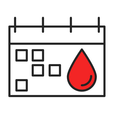 Menstrual calendar icon vector isolated. Period time, blood symbol. Menstruation cycle, regular menses.のイラスト素材