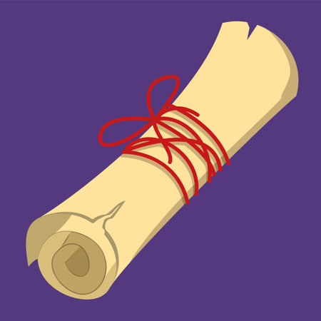 Rolled paper scroll vector isolated. Illustration of a document, certificate or diploma. red ribbon.