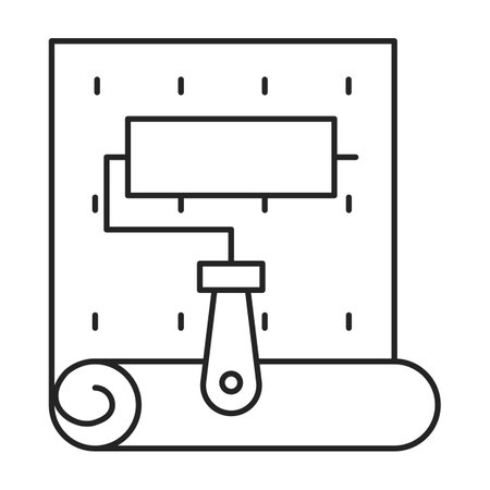 Paintroller and wallpaper icon vector isolated. Concept of home renovation and repair. Wallpaper using renewal roller.のイラスト素材