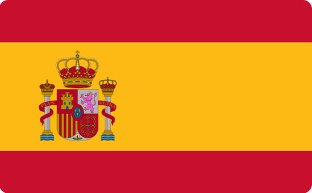 Spain flag isolated. Illustration of national emblem, red and yellow stripes. European union member.のイラスト素材