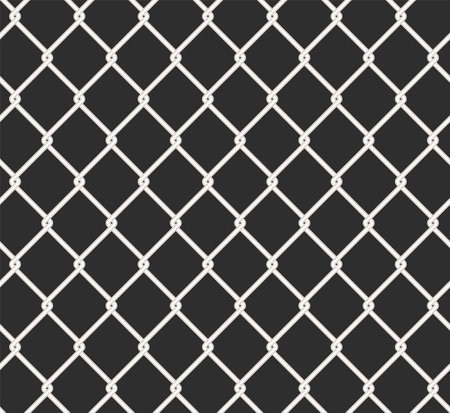 Chain fence texture vector isolated. Background illustration, seamless pattern. metal grid. Concept of security and protection.のイラスト素材