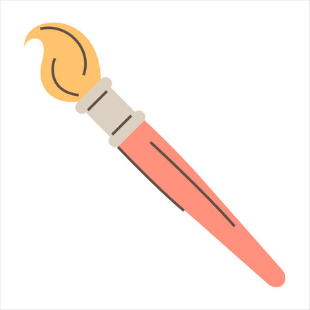 Paint brush vector isolated. Drawing equipment, artistic tool. Cute doodle bursh for drawing. Creative concept.のイラスト素材