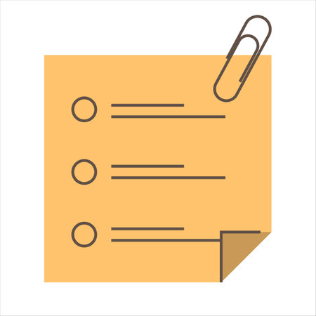 Yellow sticky note with message on it vector isolated. Pinned note, reminder. Office stationery, work tool. sticker background.のイラスト素材