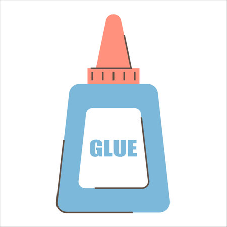 Bottle of glue vector isolated. Plastic container with a white sticky liquid. School supply, stationery.のイラスト素材