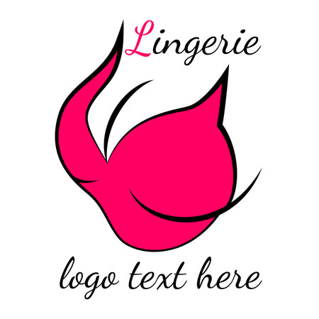 Lingerie shop logo vector isolated. Sexy red logotype for female underwear. Concept of beautiful clothing, female fashion. Pink lingerie.のイラスト素材