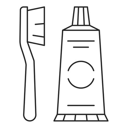 Toothbrush and toothpaste icon vector isolated. Concept of dental health and oral care. Simple symbol of brush and paste for teeth.のイラスト素材