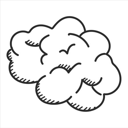 Brain doodle icon vector isolated. Hand-drawn illustration of a human brain. Concept of mind and intelligence.のイラスト素材