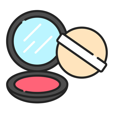 Blush line icon vector isolated. Face cosmetics, concept of beauty and fashion. Red powder blush.のイラスト素材