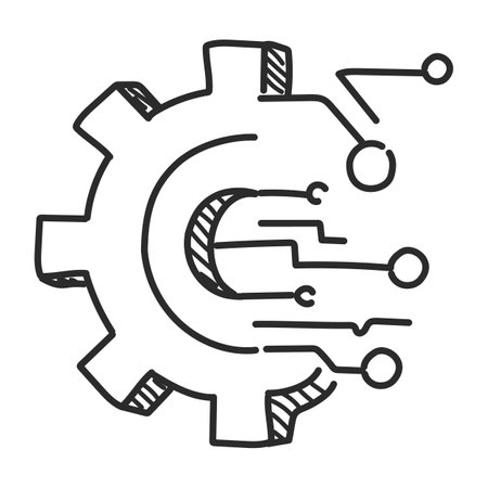 Generative artificial intelligence related icon vector isolated. Doodle illustration, concept of modern technology. AI innovation. Gear symbolのイラスト素材