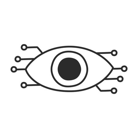 Generative artificial intelligence related icon vector isolated. Doodle illustration, concept of modern technology. AI innovation, digital eyeのイラスト素材