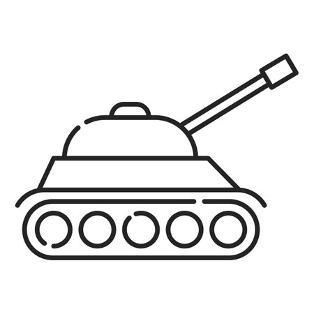 Tank line icon vector isolated. Symbol of a military transport. Concept of war and battle.のイラスト素材