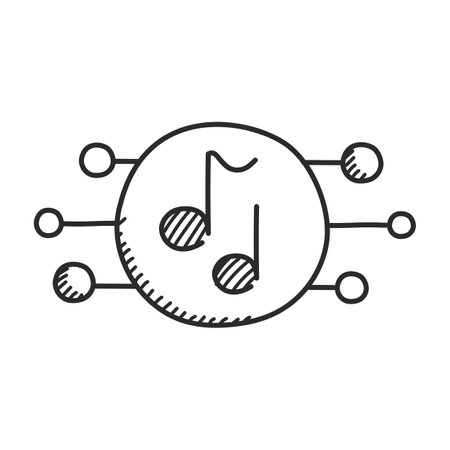 Generative artificial intelligence related icon vector isolated. Doodle illustration, concept of modern technology. AI innovation, music and voice automatic generation.のイラスト素材