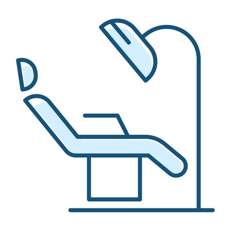 Dental chair line icon vector isolated. Simple symbol of a medical equipment. Concept of health and medicine. Teeth treatment.のイラスト素材