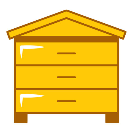 Bee box line icon vector isolated. Symbol of apiary, apiculture and beekeeping. Wooden box for bee hive.のイラスト素材