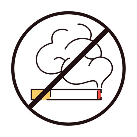 No smoking icon vector isolated. Warning symbol in line style. Prohibition sign. Stop smoking, cigarette banned.のイラスト素材