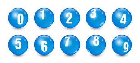 Blue Balls Set with White Text Number 0 to 9のイラスト素材