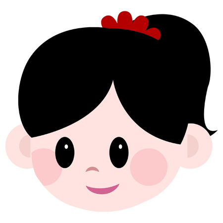 Vector cute cartoon girl faceのイラスト素材