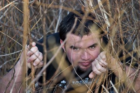 Man inside Forestの写真素材