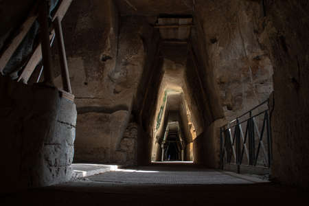 Bacoli, Naples. 20 September 2019. The entrance to the famous cave of the Cumaean Sibyl, the priestess of the oracle of Apollo.のeditorial素材