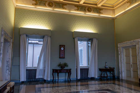 Rome 8 March 2020. The Vatican gardens of the papal residence, well-kept fountains and trees.のeditorial素材