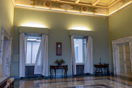 Rome 8 March 2020. The Vatican gardens of the papal residence, well-kept fountains and trees.のeditorial素材