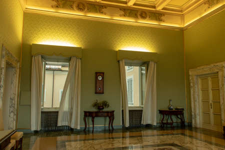 Rome 8 March 2020. The Vatican gardens of the papal residence, well-kept fountains and trees.のeditorial素材