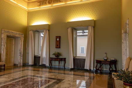 Rome 8 March 2020. The Vatican gardens of the papal residence, well-kept fountains and trees.のeditorial素材