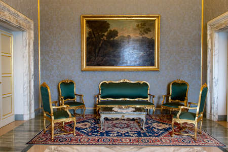 Rome 8 March 2020. The Vatican gardens of the papal residence, well-kept fountains and trees.のeditorial素材