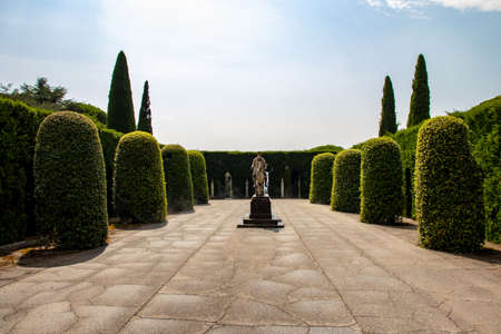 Rome 8 March 2020. The Vatican gardens of the papal residence, well-kept fountains and trees.のeditorial素材