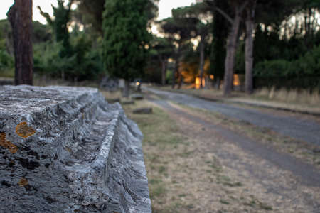 The ancient appia is the most famous street in Rome.の写真素材