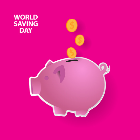 wrold saving day with piggy bankのイラスト素材