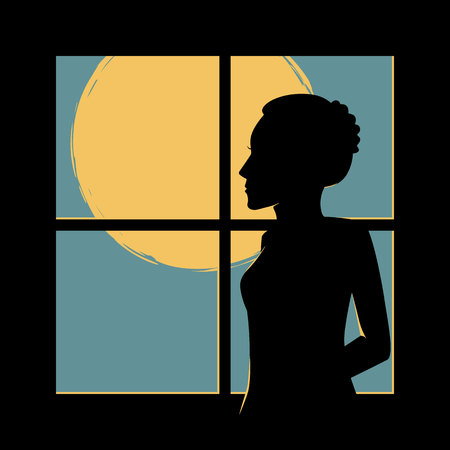 woman behind the windowのイラスト素材