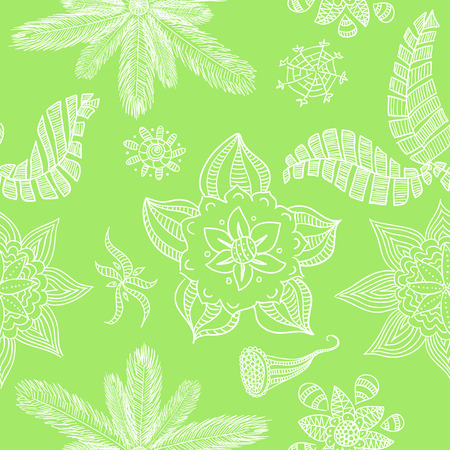 Seamless green flower backgroundのイラスト素材