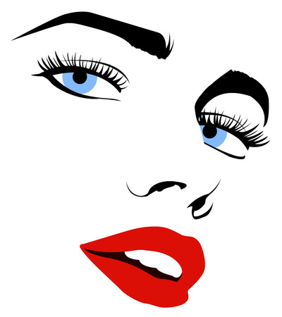 Vector sketch of a pretty woman face in black and whiteのイラスト素材