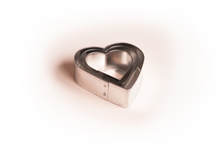 Valentines Day background with three metall hearts 3の写真素材
