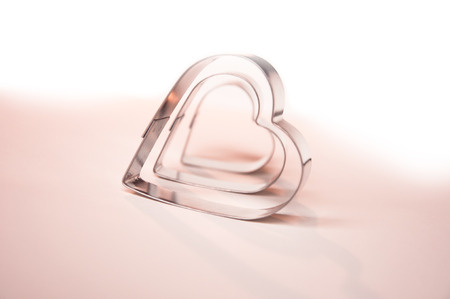 Valentines Day background with three metall hearts 5の写真素材