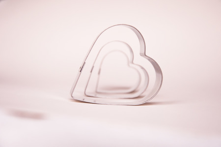 Valentines Day background with three metall hearts 7の写真素材