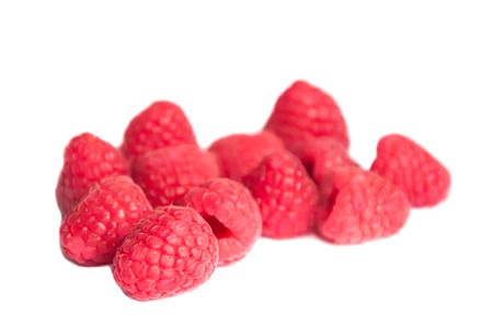 an isolated group of beautiful red raspberries 2の写真素材