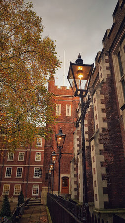 Evening street lamp lightening up as darkness approaches.