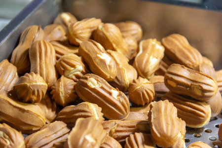 Korean sweets, Hodugwaja, peanut-shaped bread with peanut filling found on street food stall in...